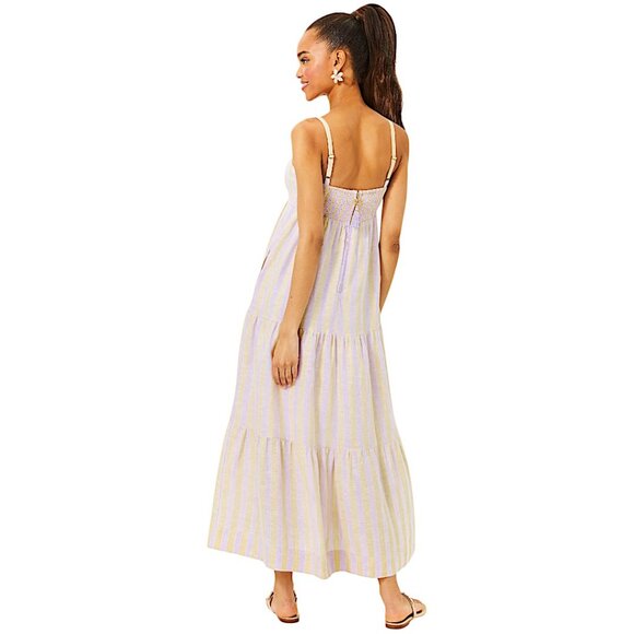 Lilly Pulitzer Javanne Linen Maxi Dress in Lilac Opal Stripe NWT - Size 12 - Picture 3 of 8